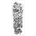 Autocollant de tatouage temporaire imperméable noir et blanc carpe koi pour bras entier. - TQB-304 / 170*480mm