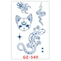 Adesivo per tatuaggio temporaneo succo a base vegetale blu design animali mistici foglio - GZ-549