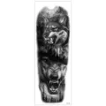 Autocollant de tatouage temporaire imperméable bras entier loup et forêt pour adultes. - TQB-300 / 170*480mm