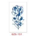 Semi-permanent blue rose geometric tattoo sticker waterproof body art waterproof decal. - GZS-151