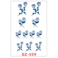 Adesivo per tatuaggio temporaneo floreale blu a base di piante rose e margherite - GZ-559