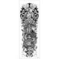 Autocollant de tatouage temporaire bras entier imperméable noir et blanc motif fleur - TQB-305 / 170*480mm