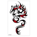 Autocollant de tatouage temporaire imperméable avec un design de dragon tribal noir et rouge vif. - TBS-8084 / 120x190mm