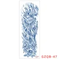Herbal full arm temporary tattoo sticker with phoenix and peony design, waterproof blue ink. - GZQB-47