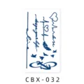 Herbal temporary tattoo sticker sheet variant with cute English letters and feather designs. - CBX-032