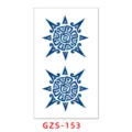 Blue tribal sun temporary tattoo sticker sheet, semi-permanent body art skin decal variant. - GZS-153
