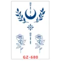 Autocollant de tatouage temporaire aux herbes, croissant de lune et rose design imperméable. - GZ-680