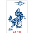 Adesivo per tatuaggio temporaneo alle erbe, lupo ululante blu e luna, impermeabile. - GZ-485