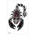 Autocollant de tatouage totem scorpion noir et rouge imperméable pour art corporel de bras. - TBS-8089 / 120x190mm