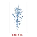 Tatuaggio temporaneo succo d'erbe, arte lineare floreale blu, impermeabile lunga durata. - GZS-115