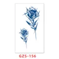 Semi-permanent juice tattoo sticker blue abstract rose floral waterproof body art design sku - GZS-156