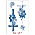 Adesivo per tatuaggio temporaneo impermeabile al succo d'erbe con rose e croci blu. - GZ-557