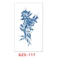 Adesivo per tatuaggio temporaneo succo vegetale semipermanente impermeabile fiori blu - GZS-117
