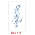 Adesivo per tatuaggio temporaneo alle erbe blu, design minimalista con fiori e costellazioni. - GZS-119
