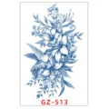 Adesivo per tatuaggio temporaneo al succo d'erbe, colibrì blu e fiori di giglio arte corporea. - GZ-513