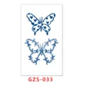 Semi-permanent herbal juice temporary tattoo sticker with cute butterfly and vine design, blue. - GZS-033