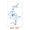 Herbal juice semi-permanent tattoo sticker with blue lily flower design, waterproof. - GZS-189 / 70*120mm
