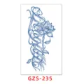 Adhesivo de tatuaje de jugo de hierbas, diseño script flor azul modelo GZS-235 corporal. - GZS-235