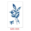 Herbal juice temporary tattoo sticker, blue plant face and bird design for wrist. - GZS-035