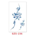Pegatina de tatuaje temporal de jugo de hierbas, diseño de flor de loto impermeable y duradera - GZS-236