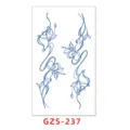 Pegatina de tatuaje temporal de hierbas con diseño de arte de línea floral azul, impermeable. - GZS-237