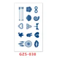 Semi-permanent juice temporary tattoo sticker sheet with various minimalist blue designs. - GZS-038