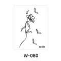 Adesivo per tatuaggio temporaneo con line art floreale W-080 impermeabile erboristico - W-80 / 6*8cm