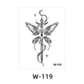 Waterproof temporary tattoo sticker featuring sword and butterfly wings design, black line art. - Fantasy Sword Style (W-119)