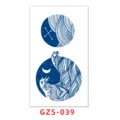 Semi-permanent herbal juice tattoo sticker, blue wave and starry sky design for wrist and ankle. - GZS-039