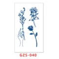 Blue floral sketch herbal tattoo sticker variant, semi-permanent waterproof body art sticker. - GZS-040