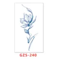 Tatuaje temporal de jugo de hierbas de larga duración con diseño floral azul elegante. - GZS-240