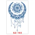 Sticker per tatuaggio temporaneo impermeabile alle erbe, mandala blu acchiappasogni. - GZ-183 / 11x18cm
