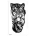 Autocollant de tatouage temporaire tigre féroce et crâne pour bras imperméable art. - XQB-374 / 11.4*21CM