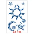 Foglio di adesivi per tatuaggi temporanei alle erbe con motivi tribali di sole, luna e stelle. - GZ-186 / 11x18cm