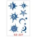 Set di adesivi per tatuaggi temporanei alle erbe, sole luna e stella blu per decorazione corpo. - GZ-227 / 11x18cm