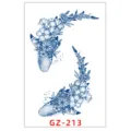 Adesivo per tatuaggio temporaneo al succo di erbe con design di squalo floreale, impermeabile. - GZ-213 / 11x18cm