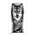 Tatouage temporaire loup autocollant demi-bras noir imperméable art corporel animal pour adultes. - XQB-397 / 11.4*21CM