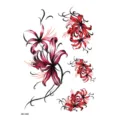 Hoja de pegatina de tatuaje temporal de lirio araña rojo arte corporal impermeable para mujer - HB-133X