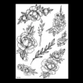 Autocollant de tatouage temporaire fleur esquisse noire imperméable art corporel floral. - TH-391 / 148*210MM