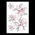 Sticker de tatouage temporaire floral esquisse, art corporel imperméable avec ombrage rose. - TH-392 / 148*210MM
