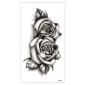Adesivo per tatuaggio temporaneo rosa nera, arte corporea impermeabile per braccia. - Stile Doppia Rosa Schizzo (XQB-154)
