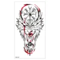 Autocollant de tatouage temporaire loup rune étanche pour bras, art corporel viking durable. - XQB-367 / 11.4*21CM