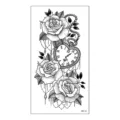 Adesivo per tatuaggio temporaneo con orologio da tasca a cuore di rosa nera, stile. - Stile Orologio da Tasca Rosa (XQB-121)