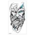 Autocollant de tatouage temporaire imperméable visage d'homme mythologique croquis variante - XQB-368 / 11.4*21CM