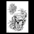 Autocollant de tatouage temporaire fleur cristal croquis noir art corporel étanche - TH-394 / 148*210MM