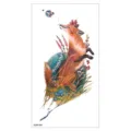 Tatouage temporaire imperméable renard, design d'art corporel animal floral élégant - XQB-369 / 11.4*21CM