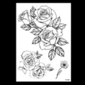 Feuille d'autocollants de tatouage temporaire de rose croquis noir art corporel étanche - TH-396 / 148*210MM