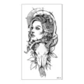 Adesivo per tatuaggio temporaneo in stile scuro con viso di donna e teschio di animale - Stile Ritratto Femminile (XQB-123)