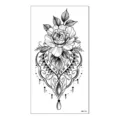 Adesivo per tatuaggio temporaneo in pizzo di rosa nera con elegante design floreale a linee. - Stile Pizzo Rosa (XQB-124)
