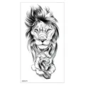 Autocollant tatouage lion rose imperméable, style croquis noir et blanc pour bras. - XQB-375 / 11.4*21CM
